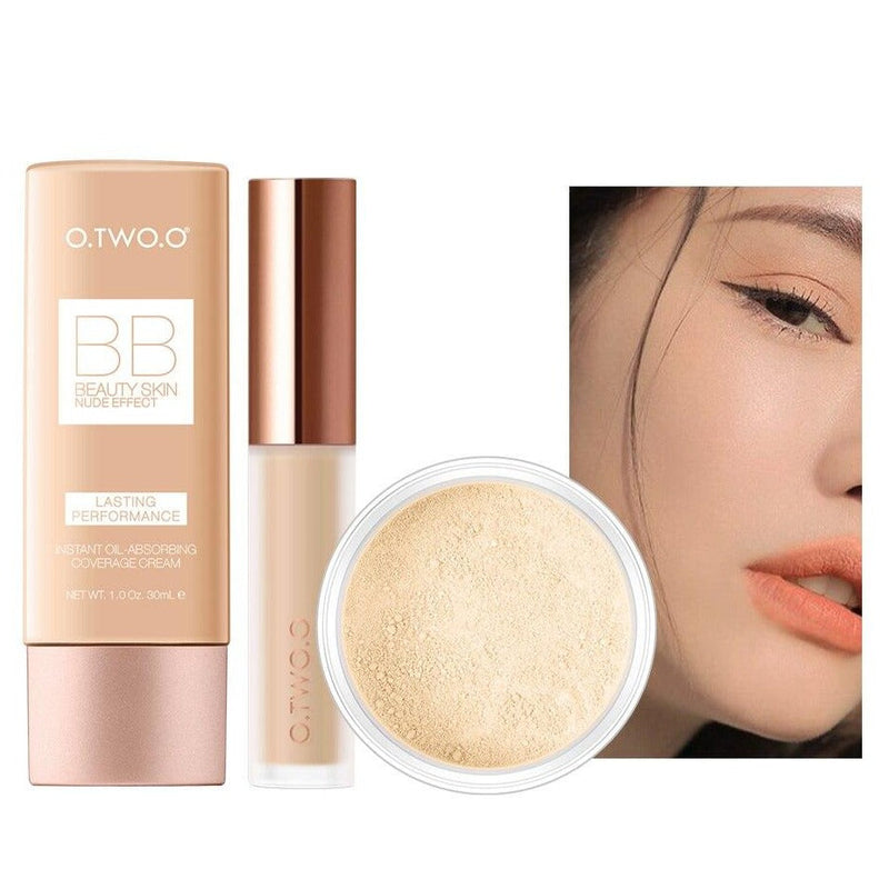 Kit Maquiagem Facial O.TWO.O - Corretivo, BB Cream e Pó 