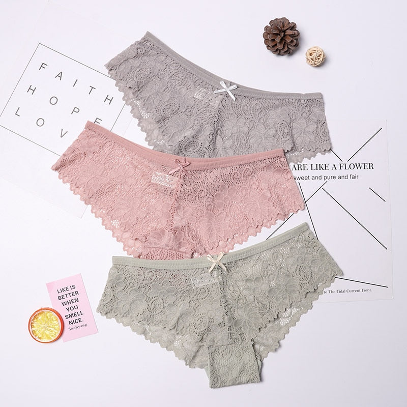 Calcinha em Renda Sexy Lace - Kit com 3 peças 