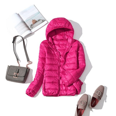 Jaqueta Feminina Puffer com Capuz 