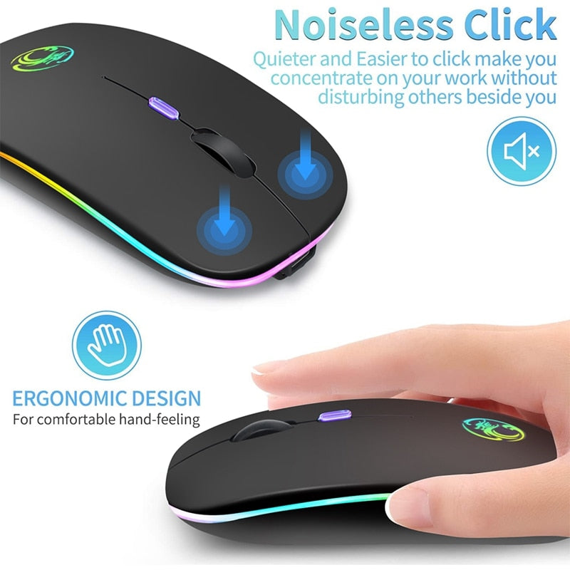 Mouse Sem Fio Bluetooth RGB Recarregável iMice 