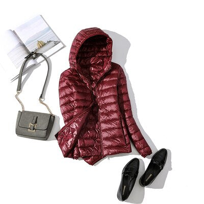 Jaqueta Feminina Puffer com Capuz 