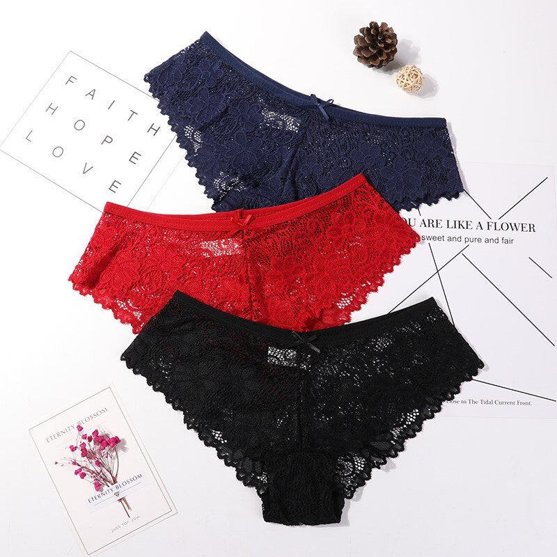 Calcinha em Renda Sexy Lace - Kit com 3 peças 