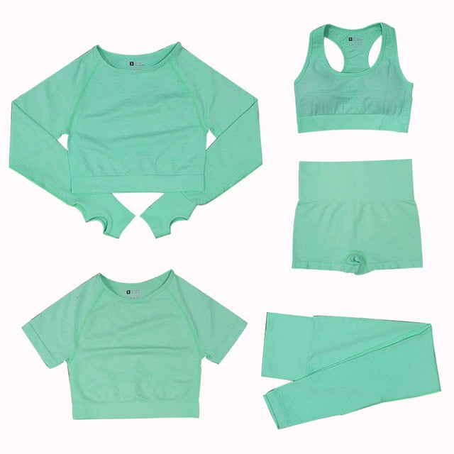 Conjunto Feminino Fitness Yoga - 5 peças 