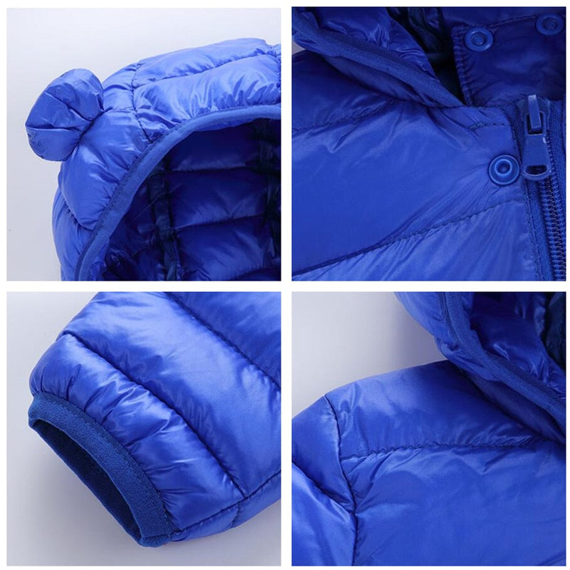 Jaqueta Infantil Puffer com Capuz - Cores Básicas 