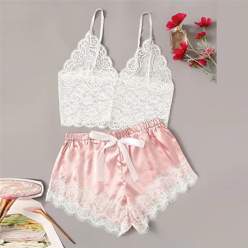 Pijama Feminino Cetim Renda 