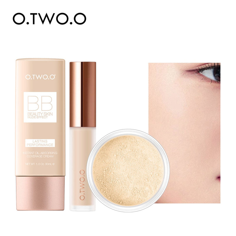 Kit Maquiagem Facial O.TWO.O - Corretivo, BB Cream e Pó 