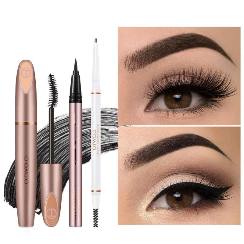 Kit Maquiagem Olhos O.TWO.O - Rímel, Máscara para Sobrancelha e Delineador 