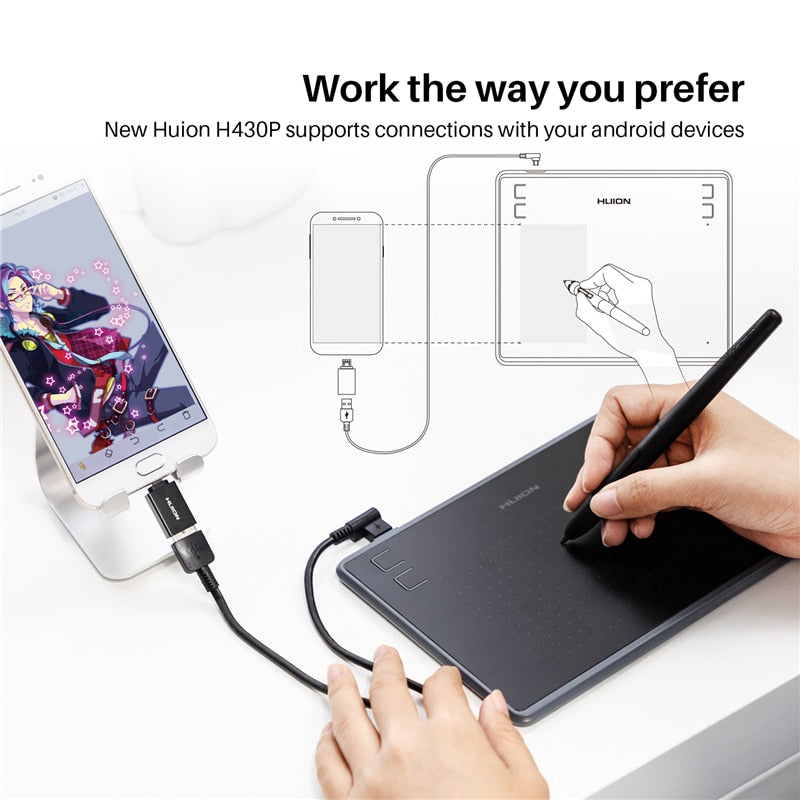 Mesa Digitalizadora Desenho Gráfico e Digital HUION H430P 