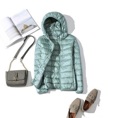 Jaqueta Feminina Puffer com Capuz 