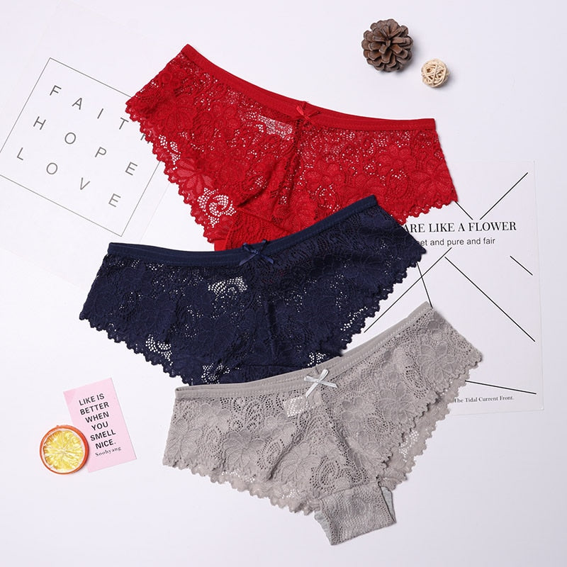 Calcinha em Renda Sexy Lace - Kit com 3 peças 
