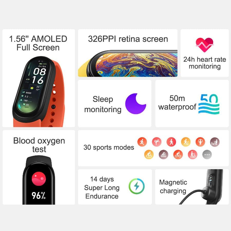 Smartwatch Xiaomi Mi Band 6 NFC Relógio Inteligente 