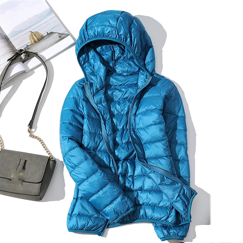 Jaqueta Feminina Puffer com Capuz 