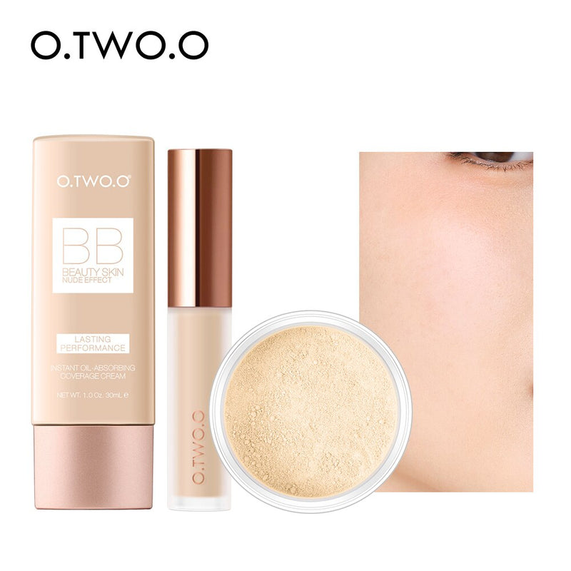 Kit Maquiagem Facial O.TWO.O - Corretivo, BB Cream e Pó 