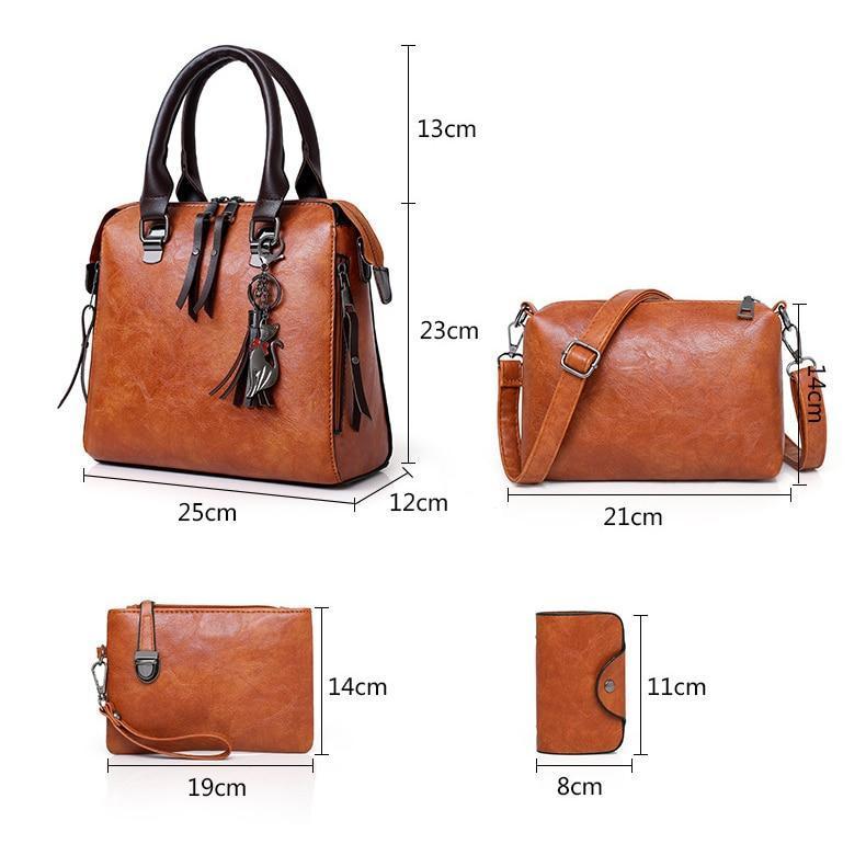 Kit de Bolsas Femininas com 4 peças Vintage Classic - FRETE GRÁTIS 