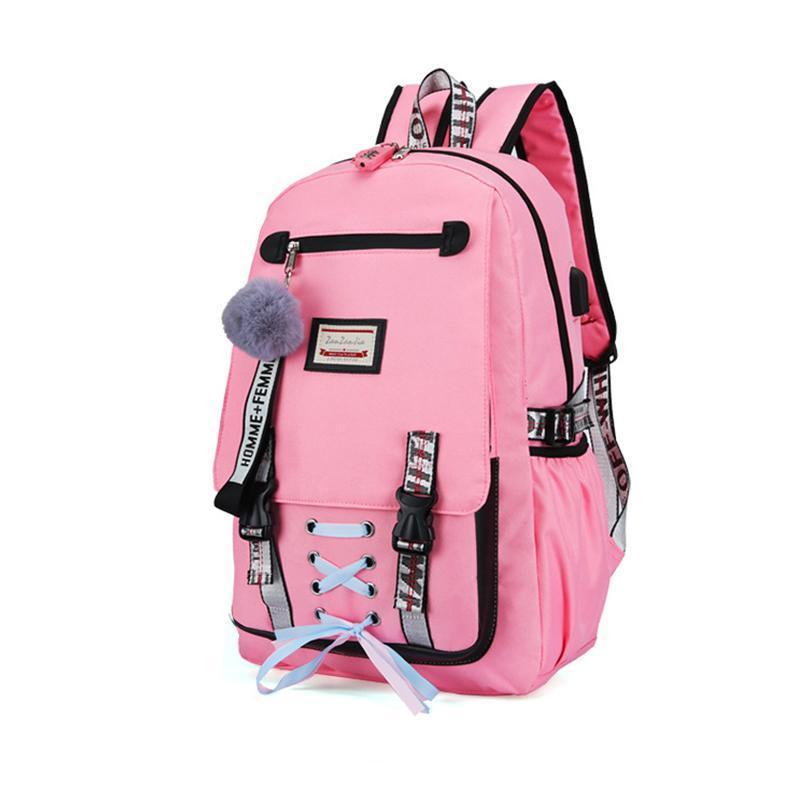 Mochila Feminina com Entrada USB e Trava Anti-Roubo 