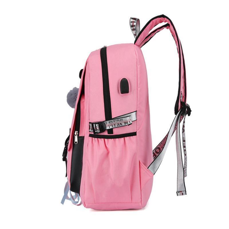 Mochila Feminina com Entrada USB e Trava Anti-Roubo 