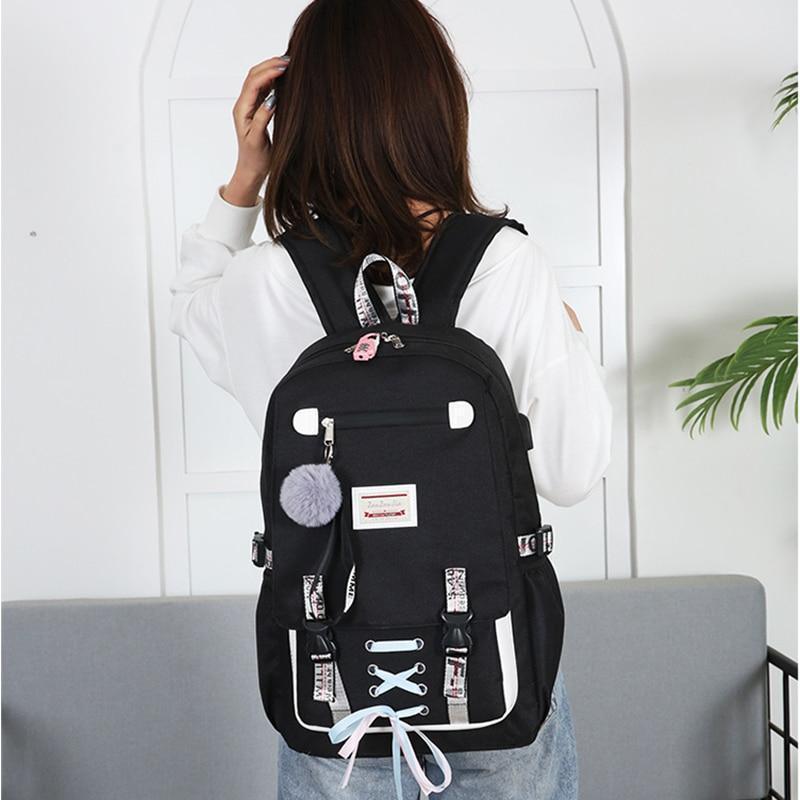 Mochila Feminina com Entrada USB e Trava Anti-Roubo 