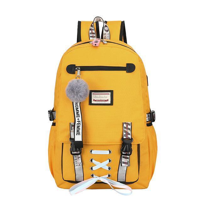 Mochila Feminina com Entrada USB e Trava Anti-Roubo 